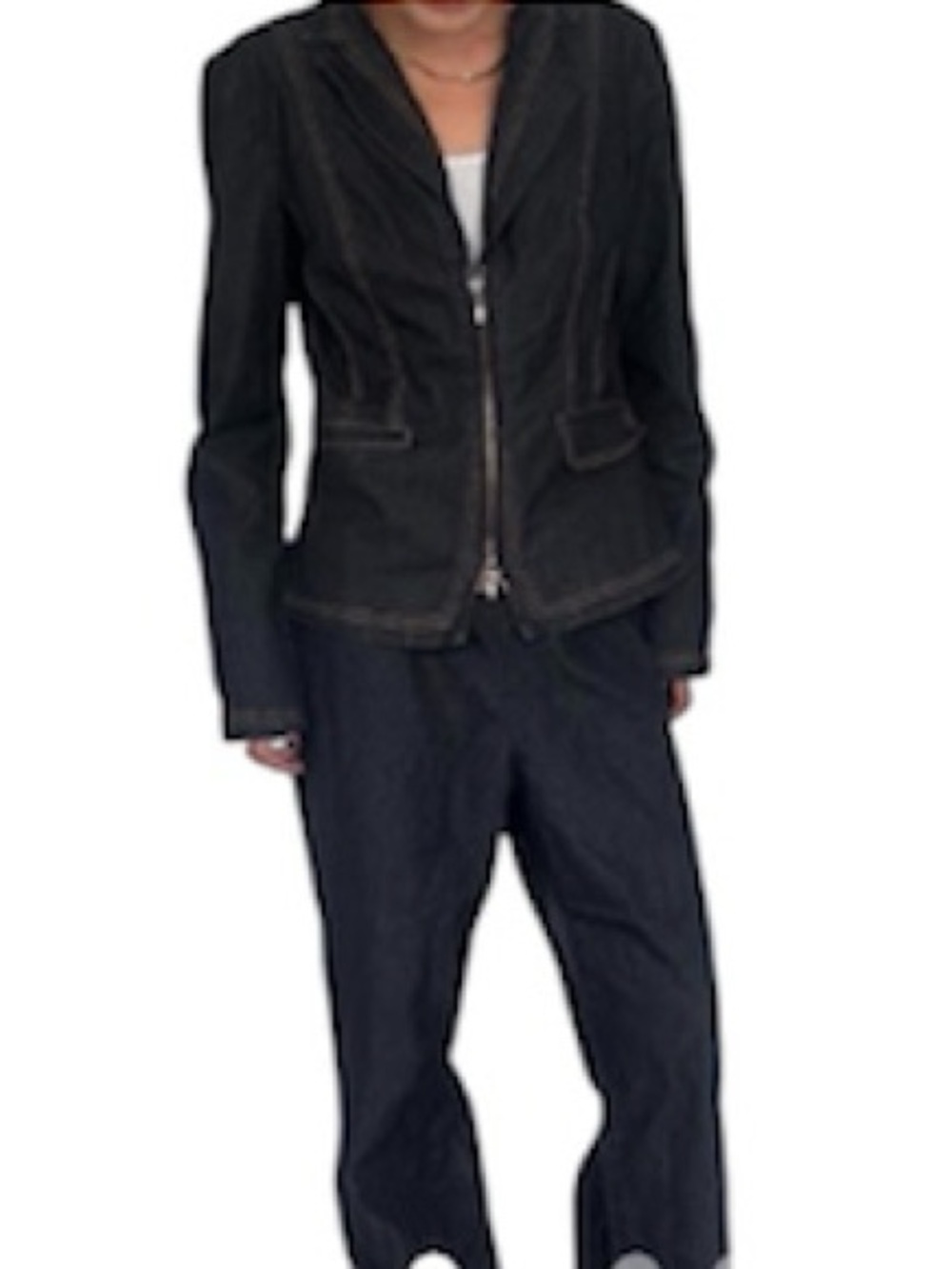 Bisou Bisou Dark Wash Denim jacket w no pockets. Vintage Stock photo has pockets